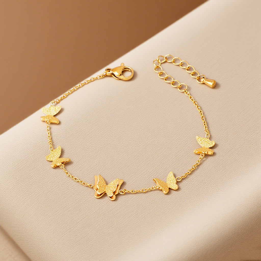 Women's Frosted Butterfly Titanium Steel Fashionable Exquisite Clavicle Jewelry Set