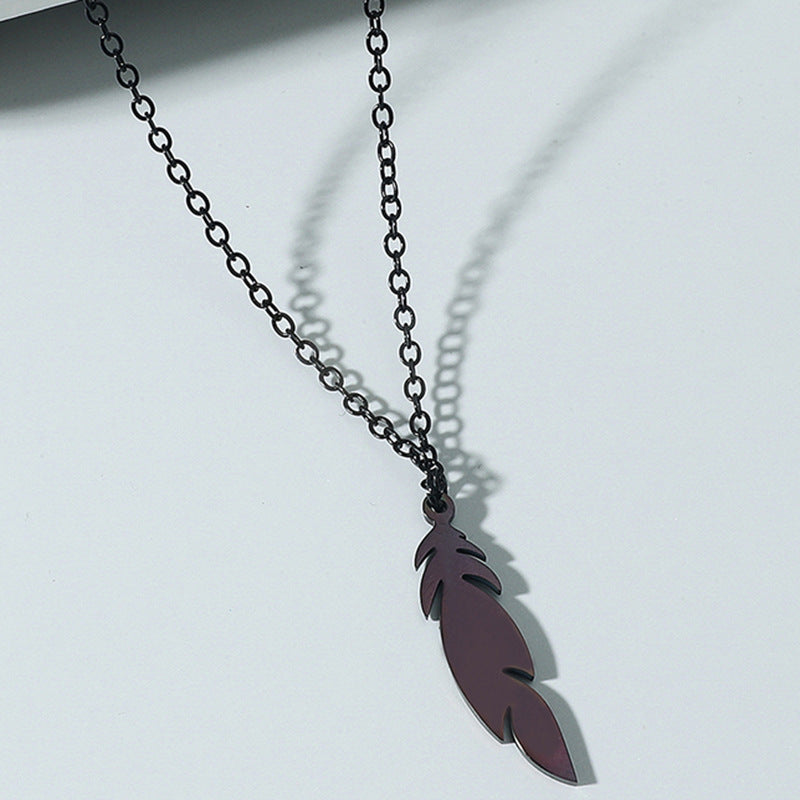 Men's Compass Feather Strip Appetizer Titanium Steel Pendant