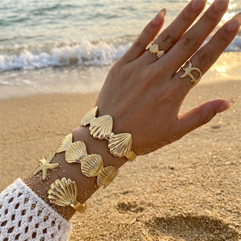 Bohemian Holiday Female Summer Beach Starfish Shell Brace Bracelet