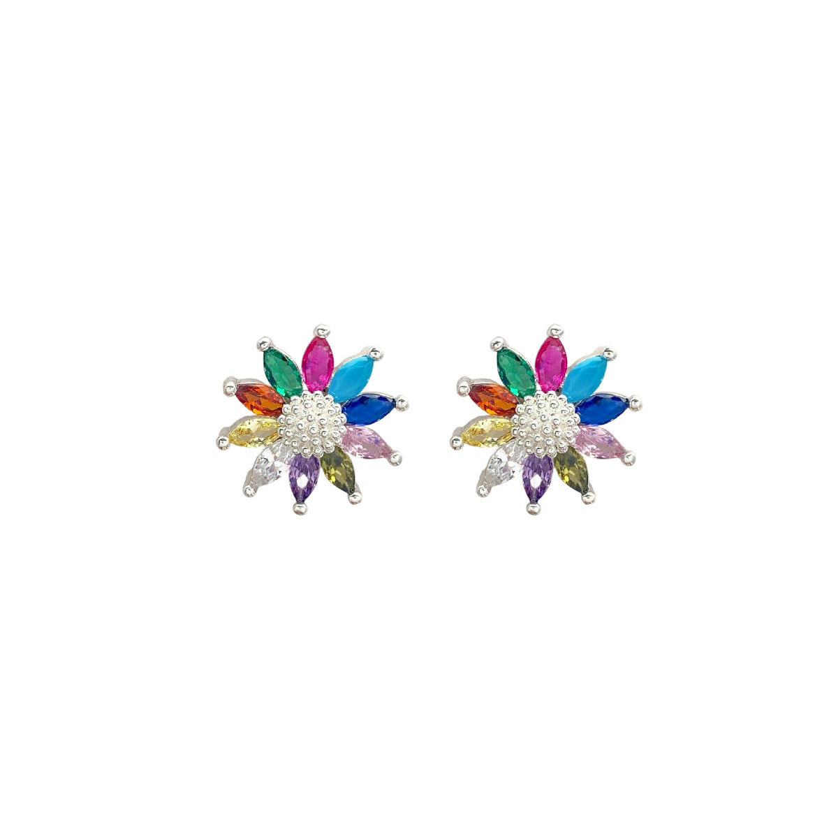 Unique Personality Colorful Crystals Small Flower Integrated Affordable Luxury Ear Clip
