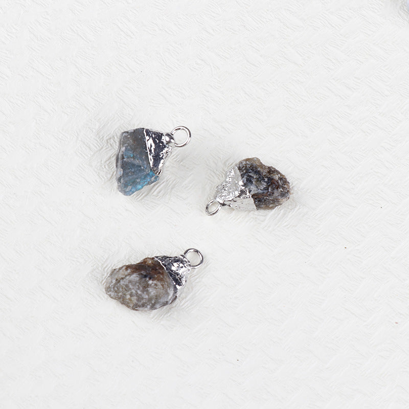 Natural Amethyst Rock Sier Gilded Hemming Irregular Pendants