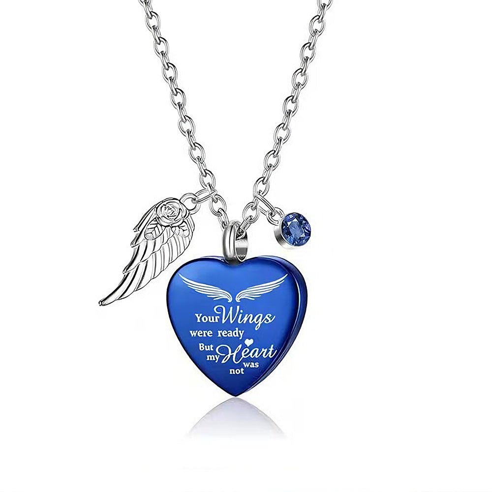 Metal Heart-shaped Ashes Purple Commemorative Blue Funeral Pendants