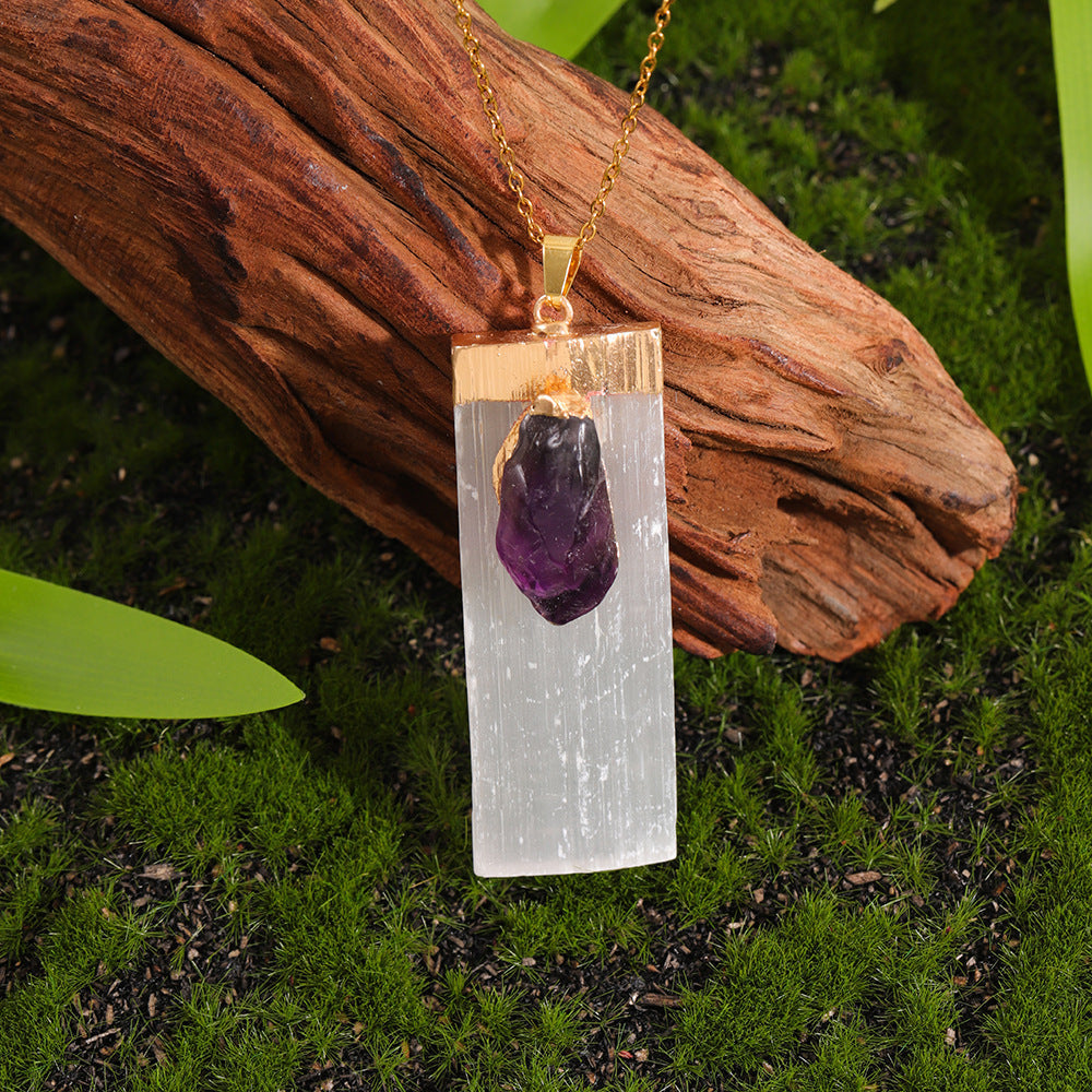 Square Model White Plaster Inlaid Crystal Pendant