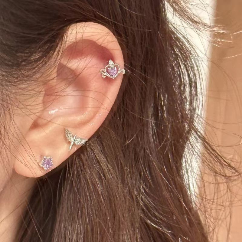 Lucky Bird Dark Punk Little Angel Devil Wings Love Star Earrings