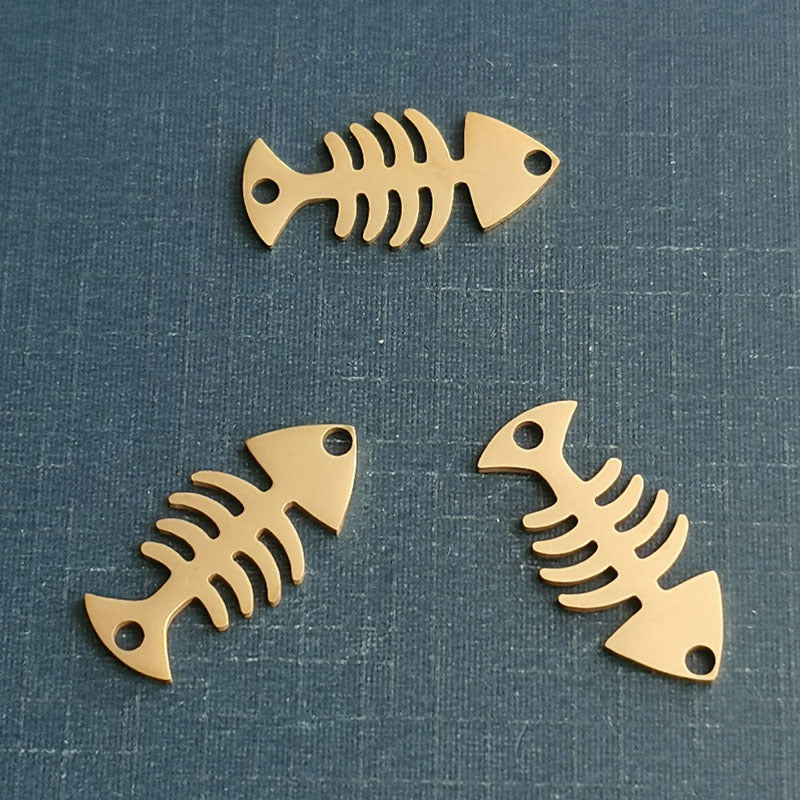 Fishbone Titanium Steel Stainless Double-sided Finishing Pendant