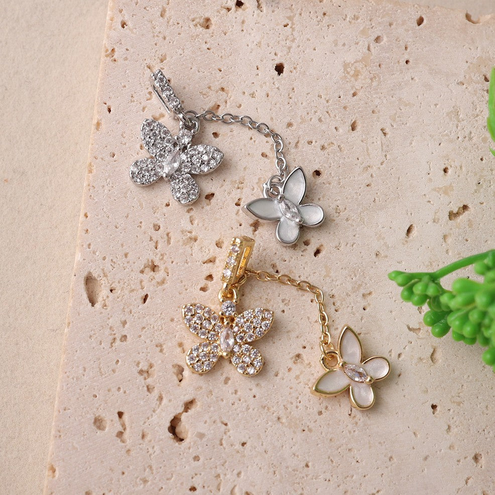 Two-tone Butterfly Three-dimensional Tassel Electroplated Sweet Pendant