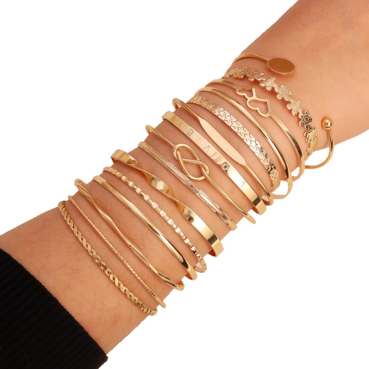 Fashion Personality Embossed Twist Geometric Stacked Bracelets