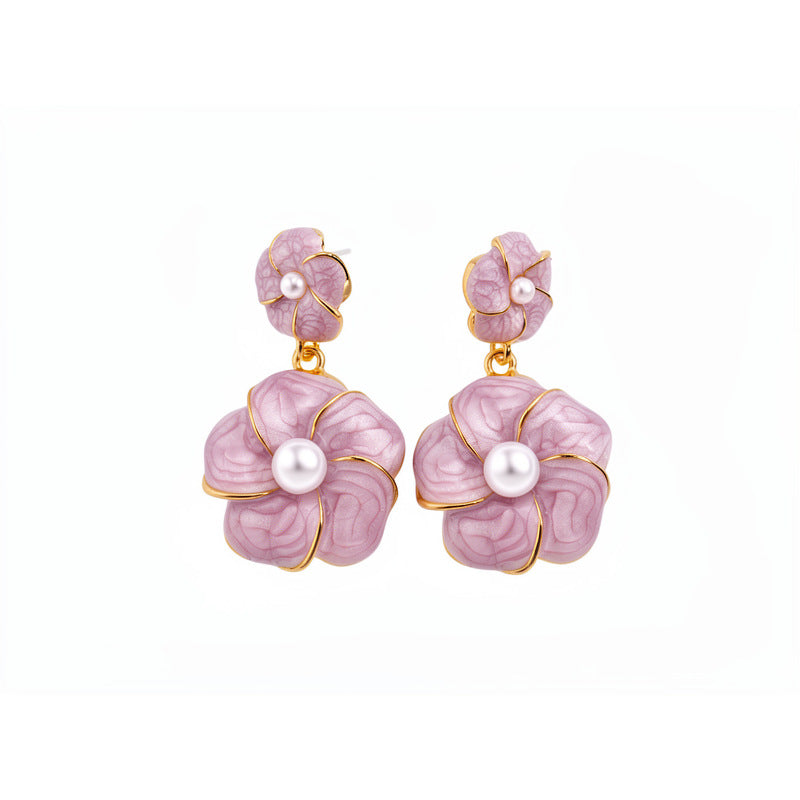 Women's Drop Oil Pearl Flower Sier Retro Sweet Niche High-grade Rings