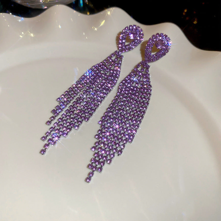 French Royal Style Zircon Geometric Flower Light Luxury High-grade Earrings