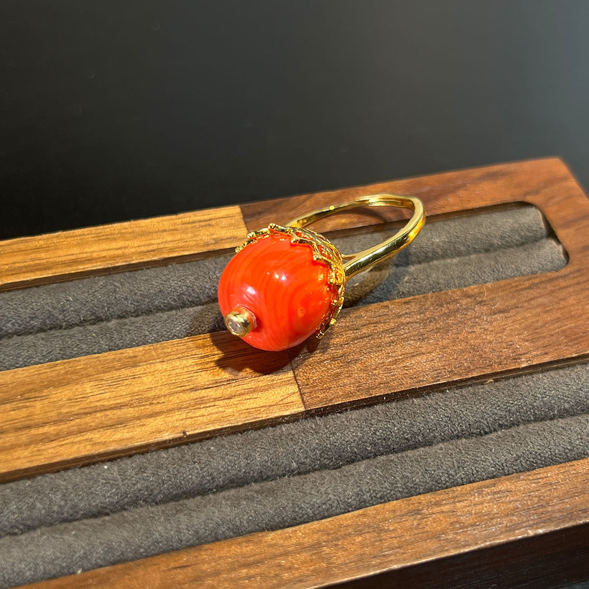 Coral Leather Watch Strap Adjustable Chinese Style Red Jewelry Set