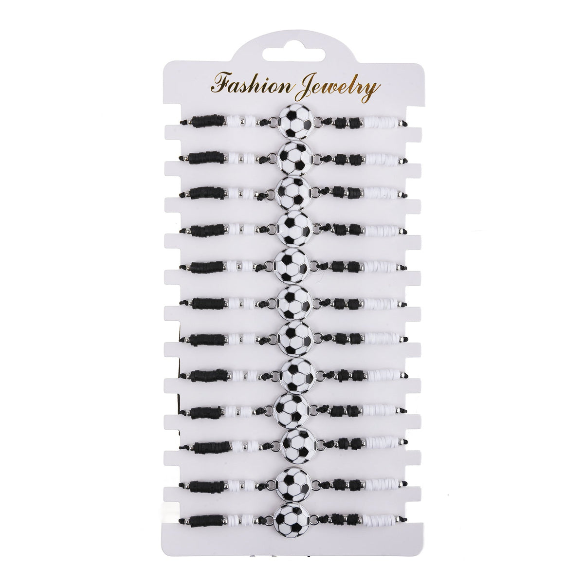 Black White Personalized Sports Football Woven Handmade Bracelet