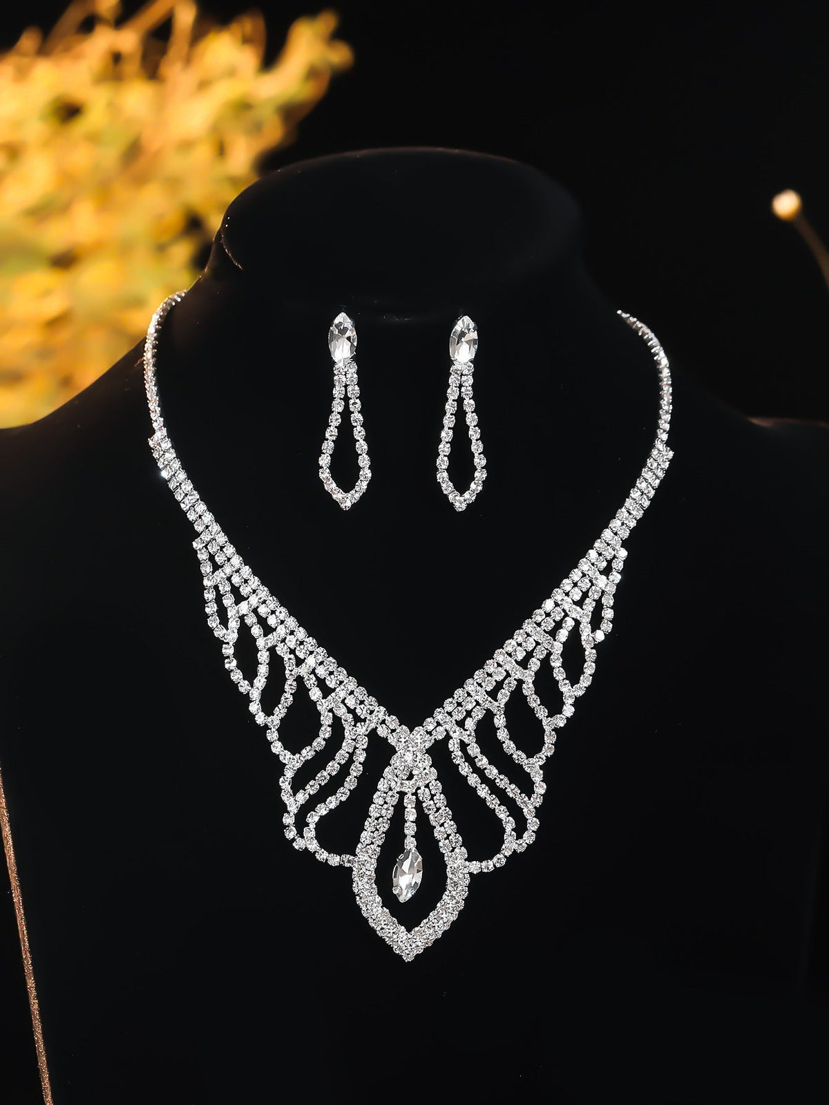 Super Beautiful Suite Rhinestone Shiny Ear Wedding Party Two-piece Dress Earrings