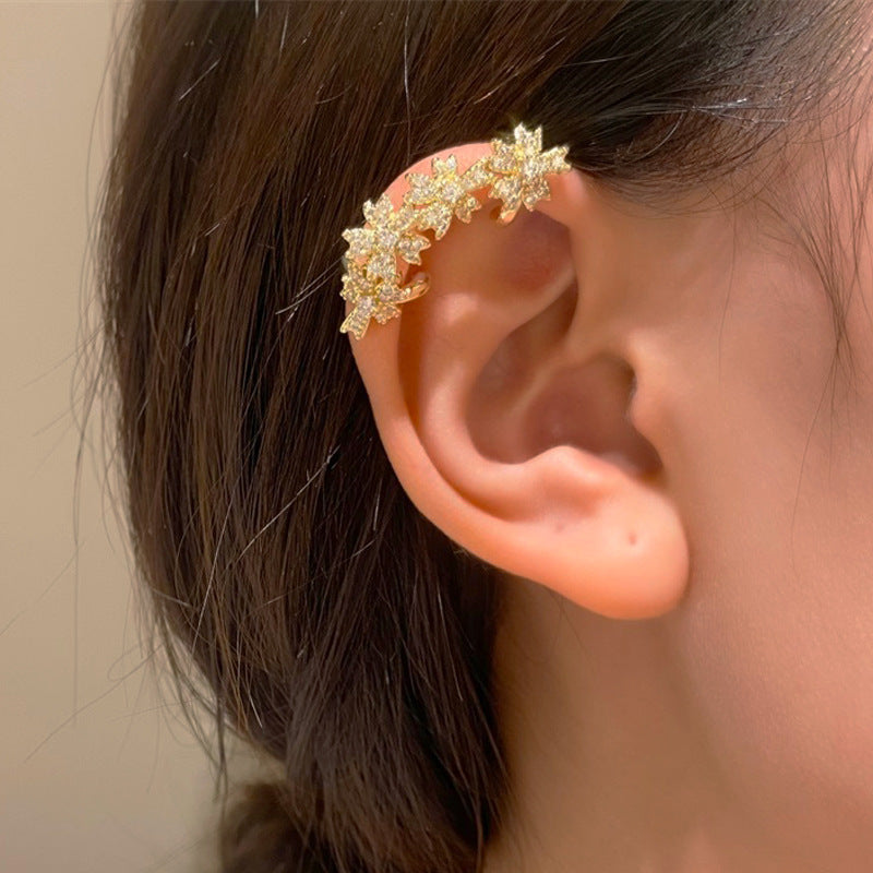Flowers Affordable Luxury Fashion Design Diamond Ear Clip