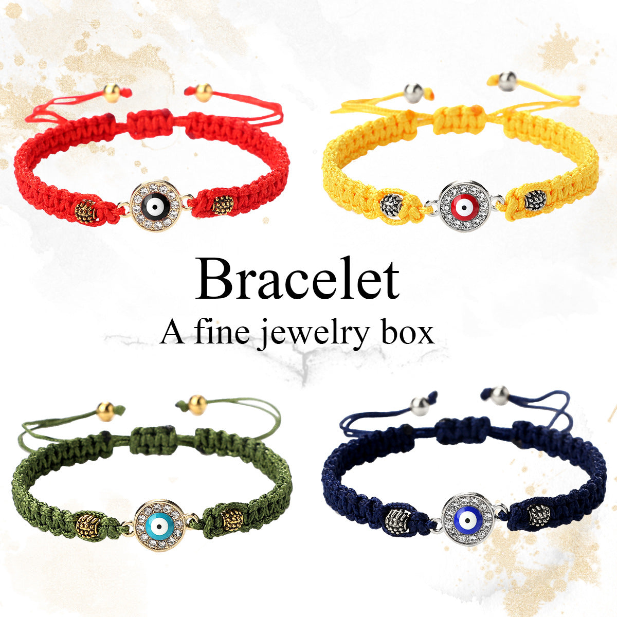 Sier Color Spacer Beads Flat Knot Personality Round Diamond Eye Bracelet