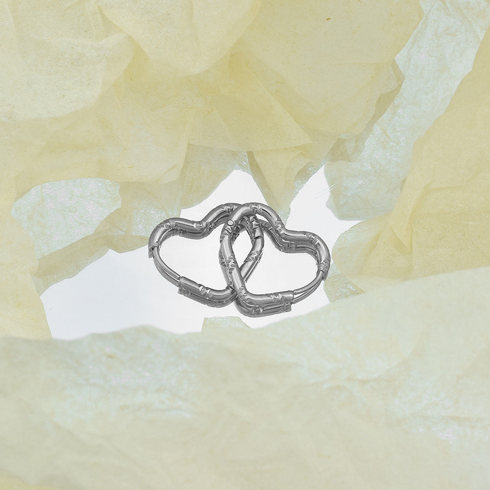 Women's & Men's Stainless Steel Heart-shaped Indentation Advanced Niche Rings