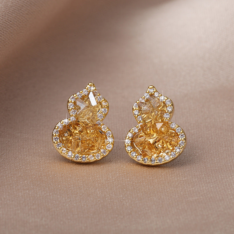 Flower-de-luce Light Luxury High-grade Clover Color Earrings