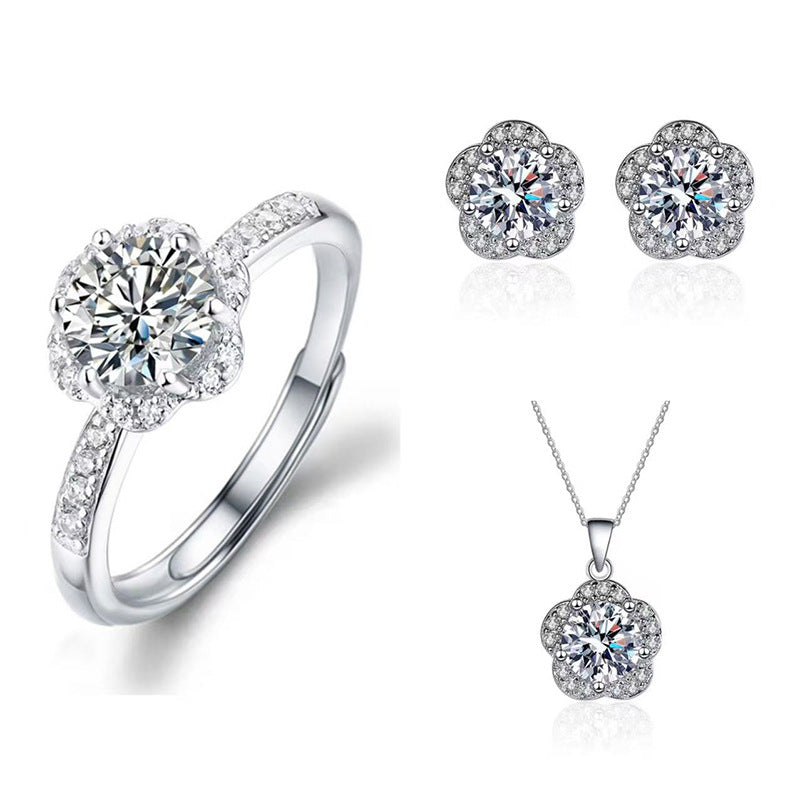 Imitation Moissanite Three-piece Zircon Temperament Ear Earrings