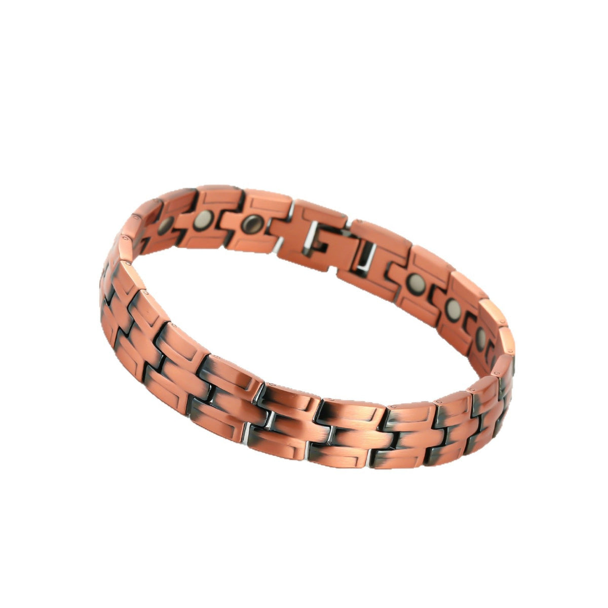 Men's Metal Bronze Magnet Retro Wide Row Full Adjustable Bracelet