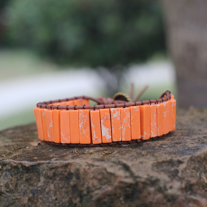 Bohemian Style Natural Stone Lan Di Royal Vintage Hand-woven Bracelet