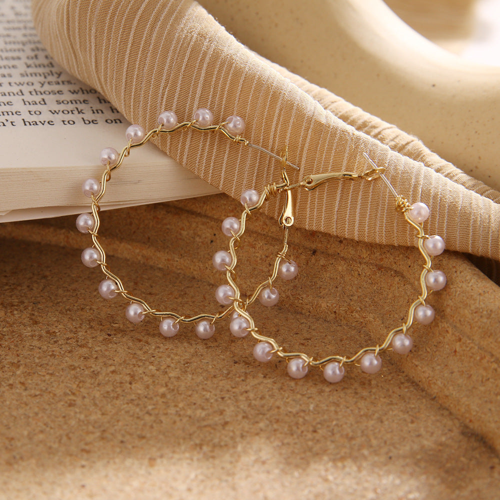 Charming Trendy Irregular Geometric Pearl Eardrop Earrings