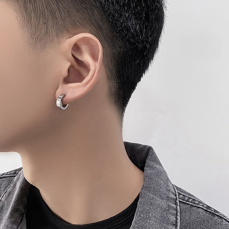 Men's Titanium Steel Stainless Classic Retro High-grade Simple Female Hip Earrings