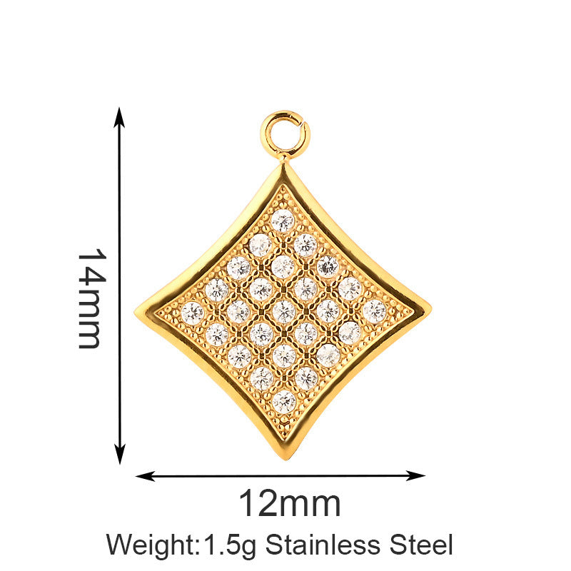 Stainless Steel Inlaid Zircon Clover Lucky Necklaces