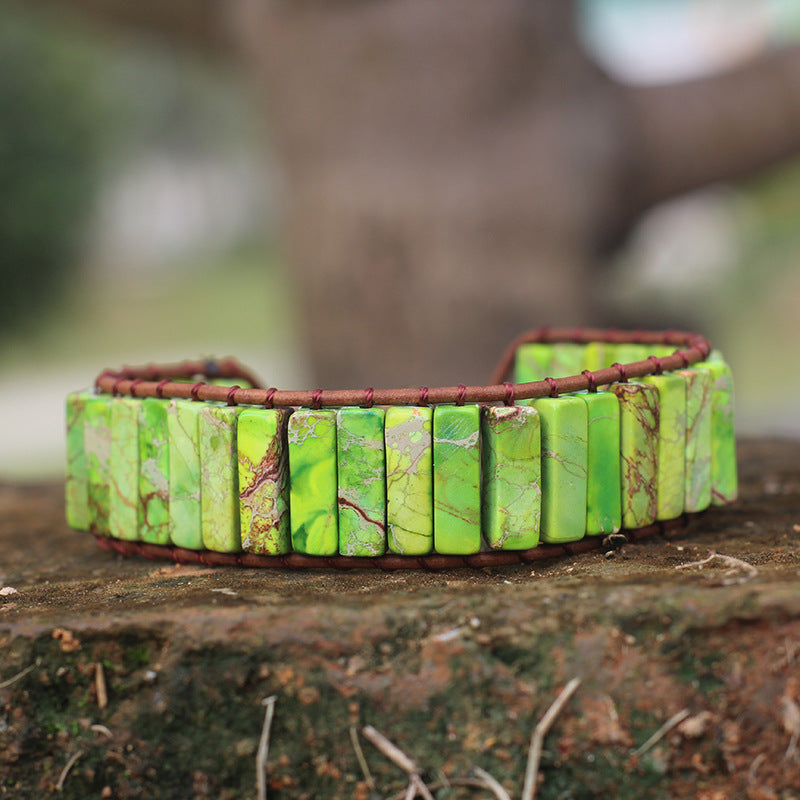 Bohemian Style Natural Stone Lan Di Royal Vintage Hand-woven Bracelet