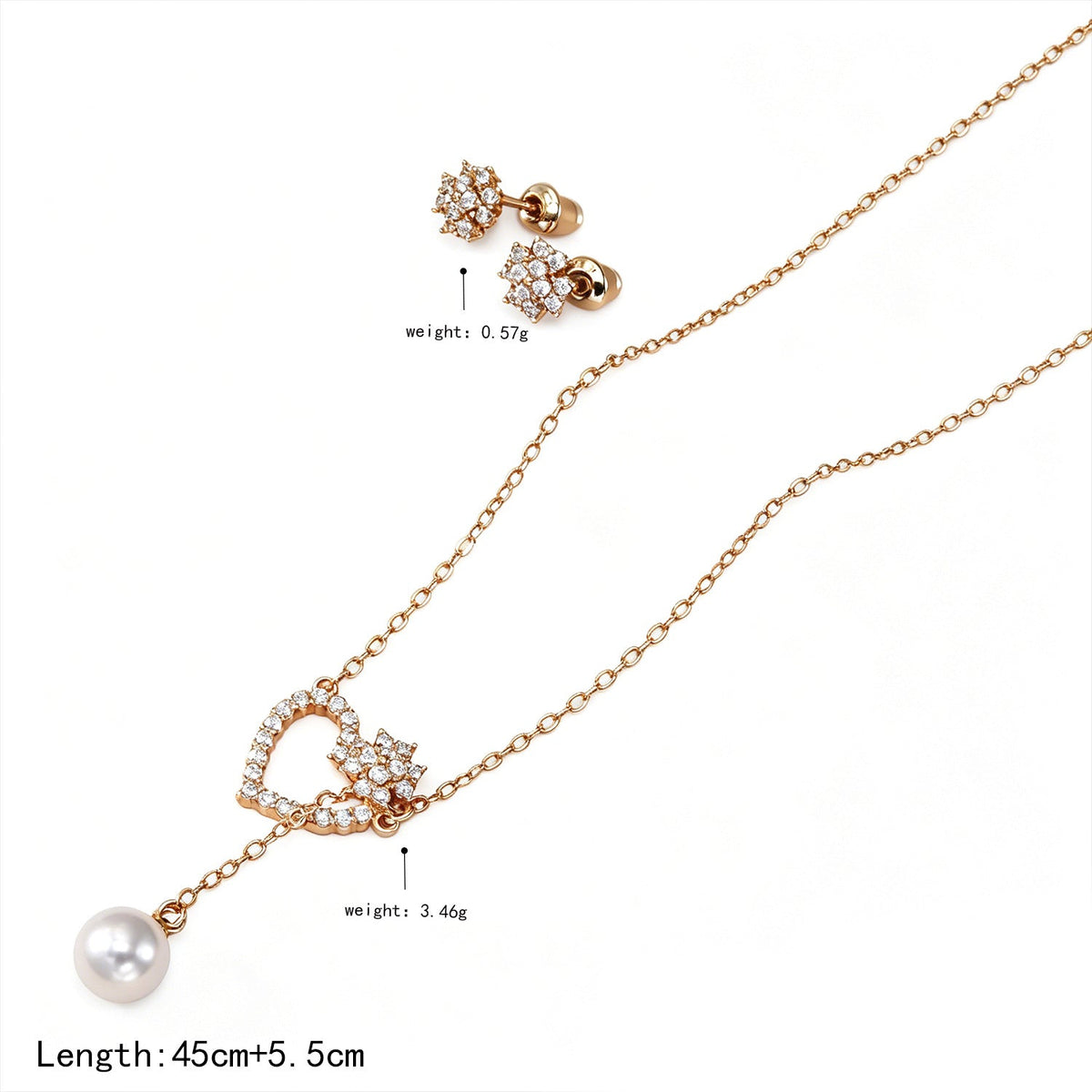 Gold Love Pearl Clover Ear Temperament Affordable Luxury Jewelry Set