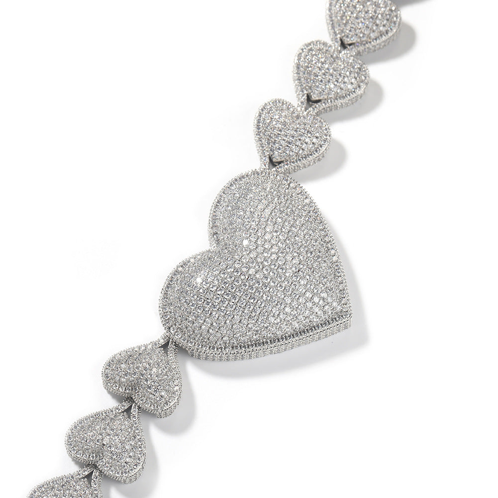 Heart-shaped Zircon Style Peach Heart Chain Necklaces