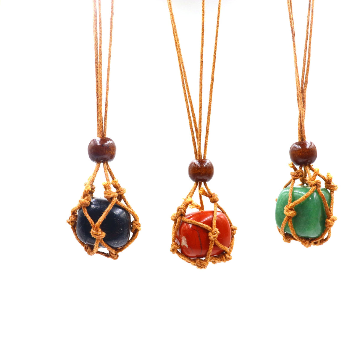 Hand-woven Niche Natural Stone Crystal Mesh Bag Pendants