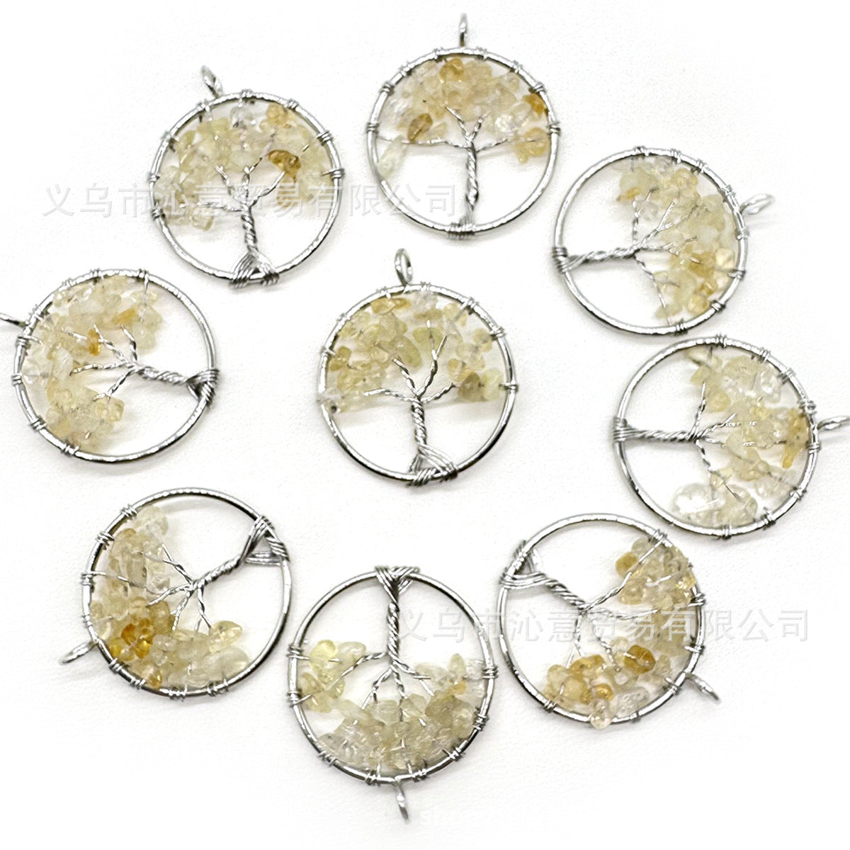 Lucky Tree Natural Crystal Agate Mixed Color Colorful Gravel Winding Pendant