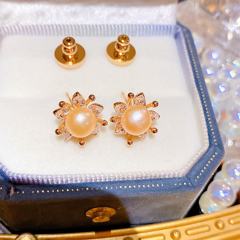 Flower Collection Real Gold Plating Quality Sweet Earrings
