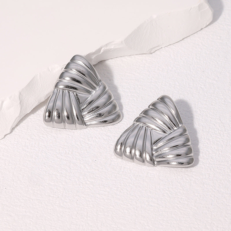 Titanium Steel Ear Retro Temperamental Minority Triangle High-grade Stud Earrings