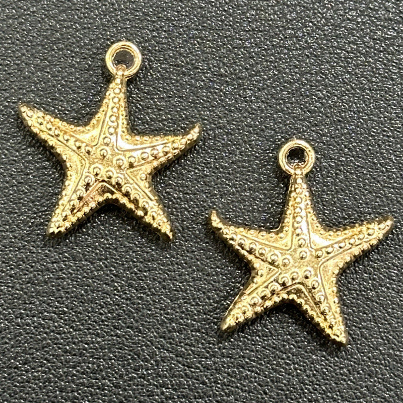 Vintage Alloy Starfish Decoration With Gold Pendant