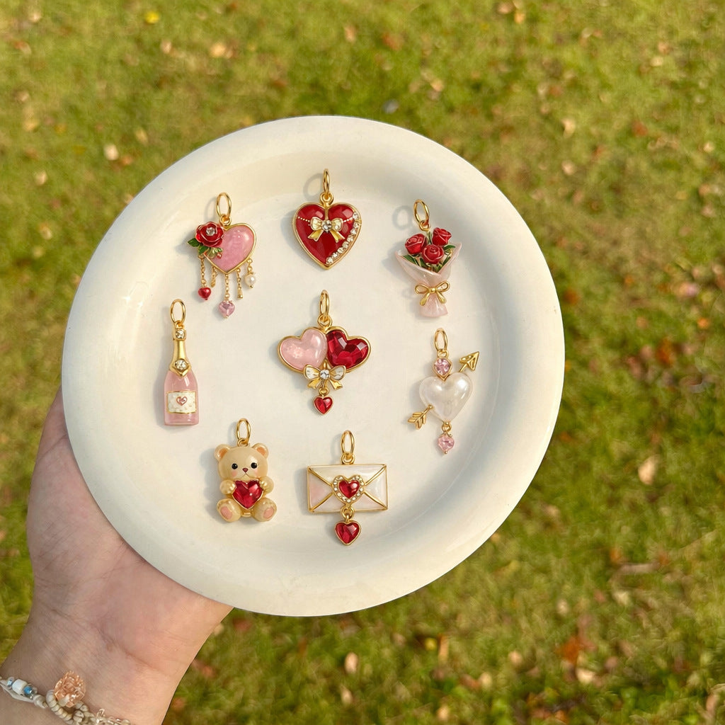 Day Love Bear Dripping Oil Painted Color Pendants