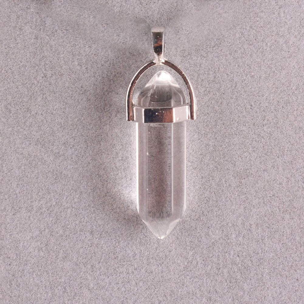 Stone Crystal Agate Bullet Hexagon Prism Pendant