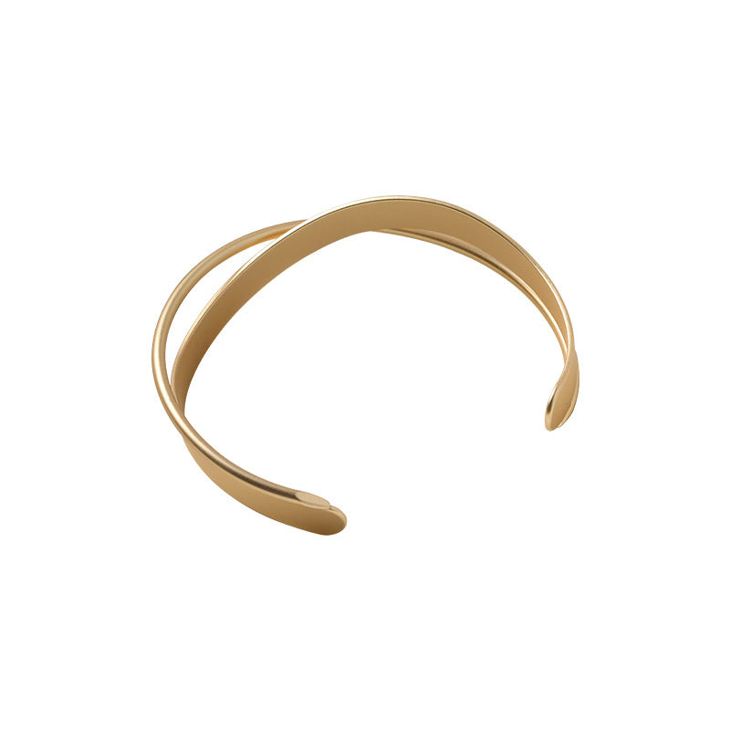 Cold Style Geometric Cross Personality Matte Gold Metal Bracelets