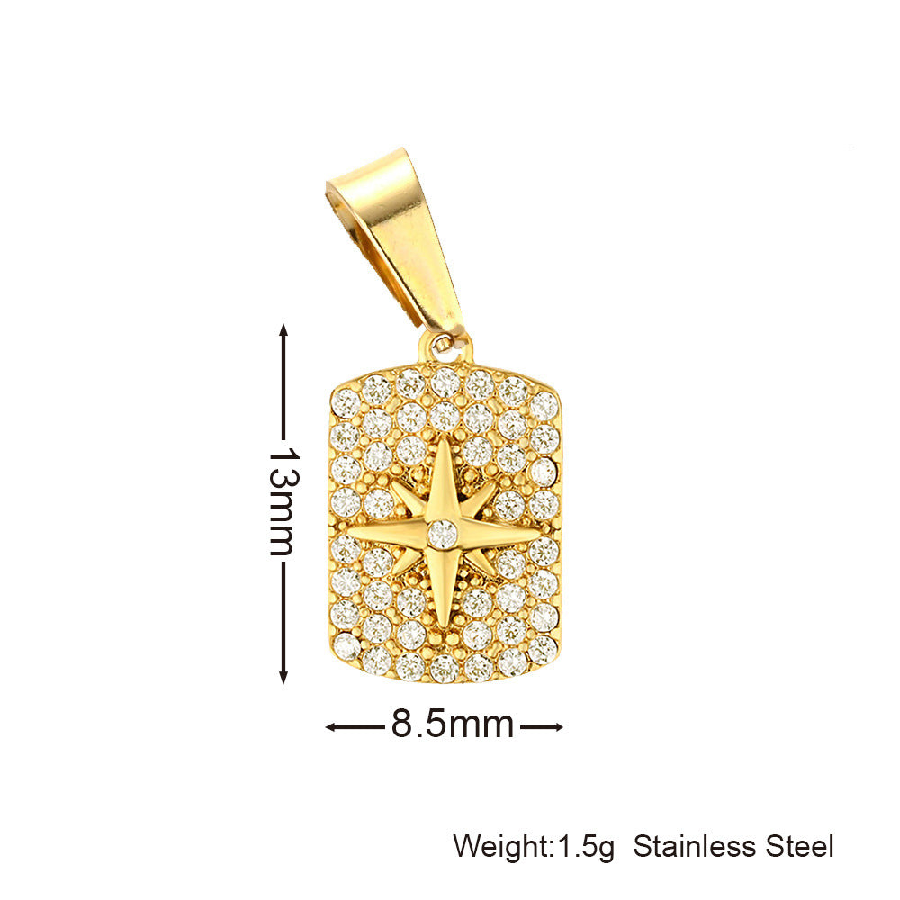 Inlaid Zircon Stainless Steel Gold-plated Cross Pendant