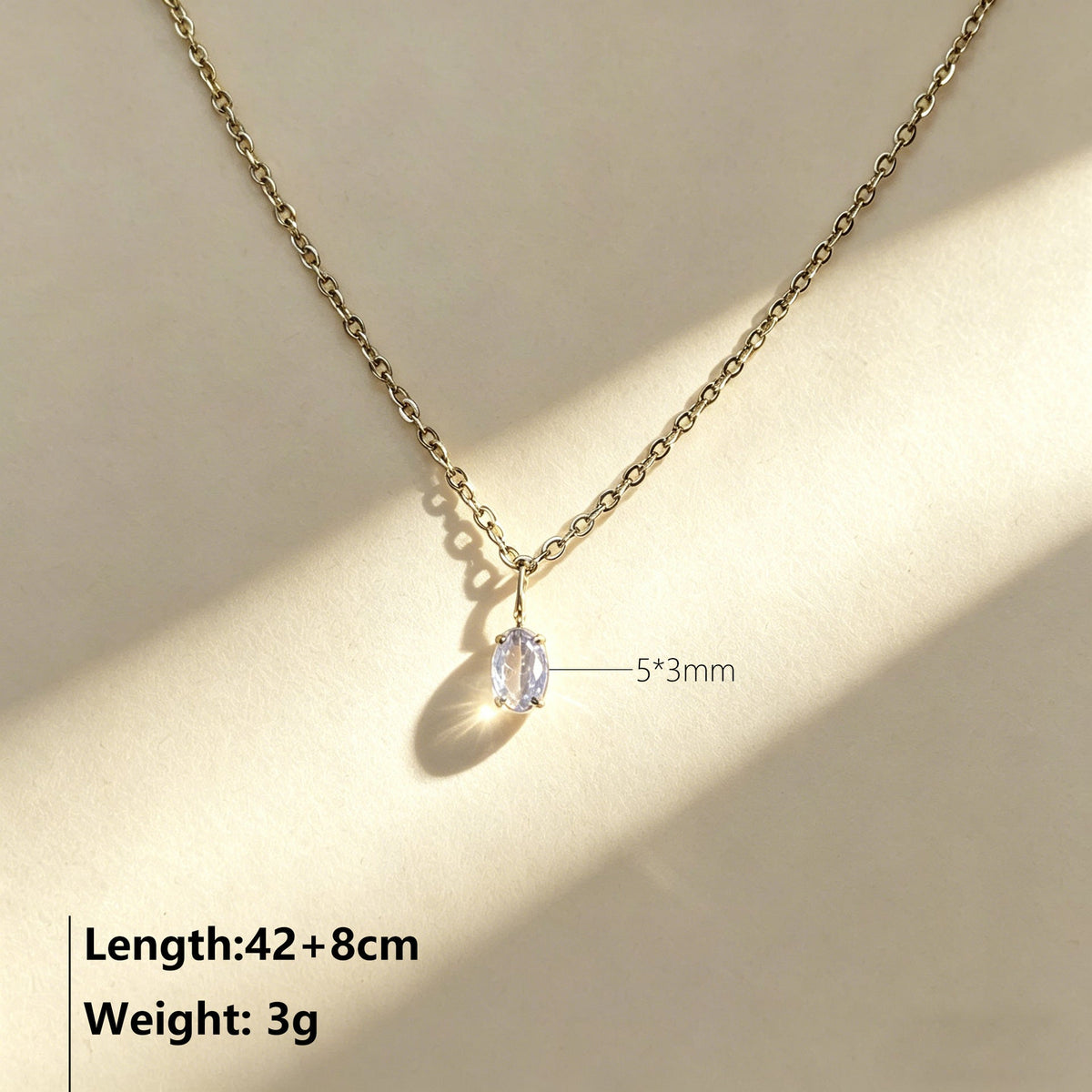 Women's Colorful Crystals Oval Zircon Stainless Steel Gold-plated Collarbone Pendant