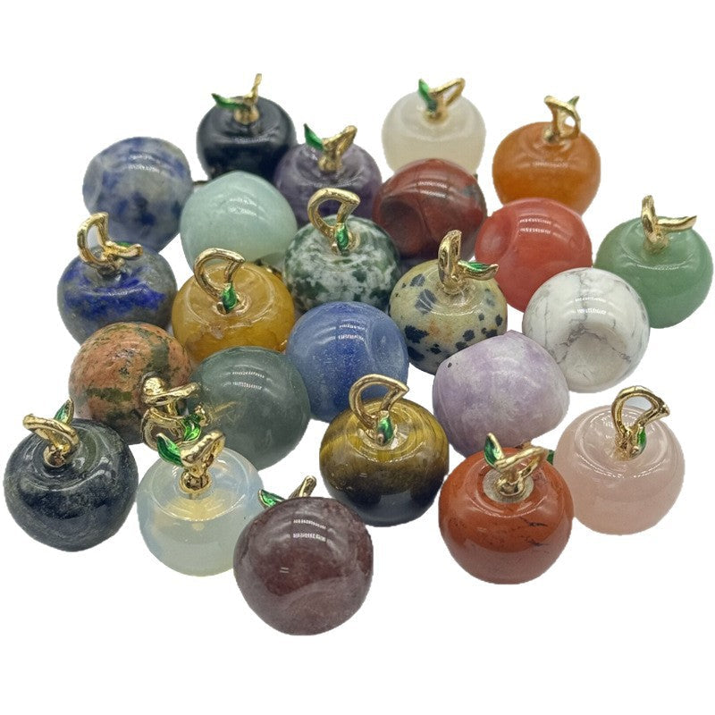 Apple Natural Stone Crystal Agate Amethyst Pink Pendants