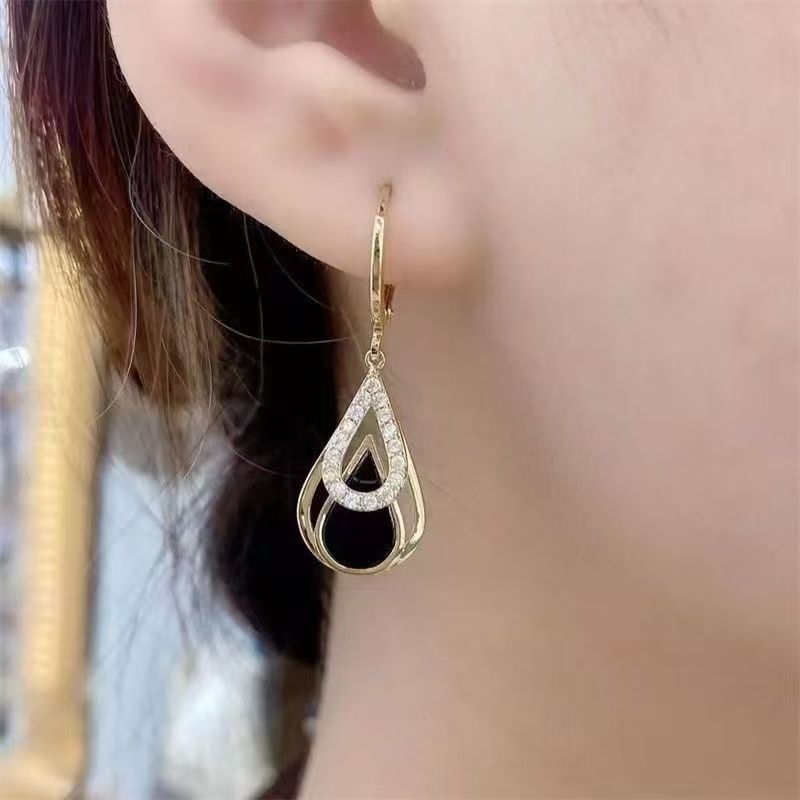 Fashion Black Double Layers Water Drop Jewelry Set
