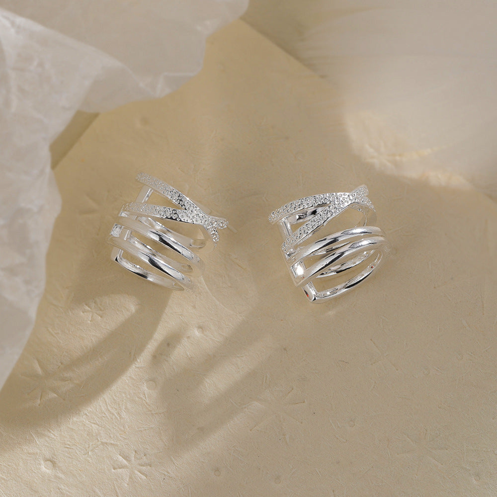 Sand Cross Without Pierced Female Frosted Flashing Texture Design Ear Clip