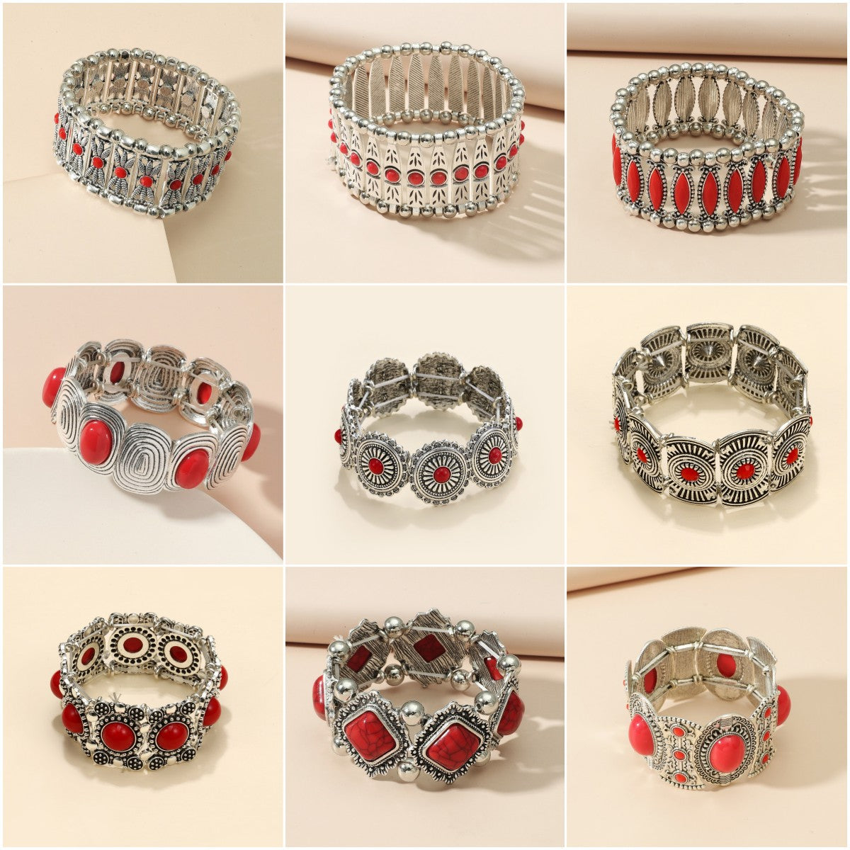 Style Personality Retro Alloy Turquoise Stretch Bracelets