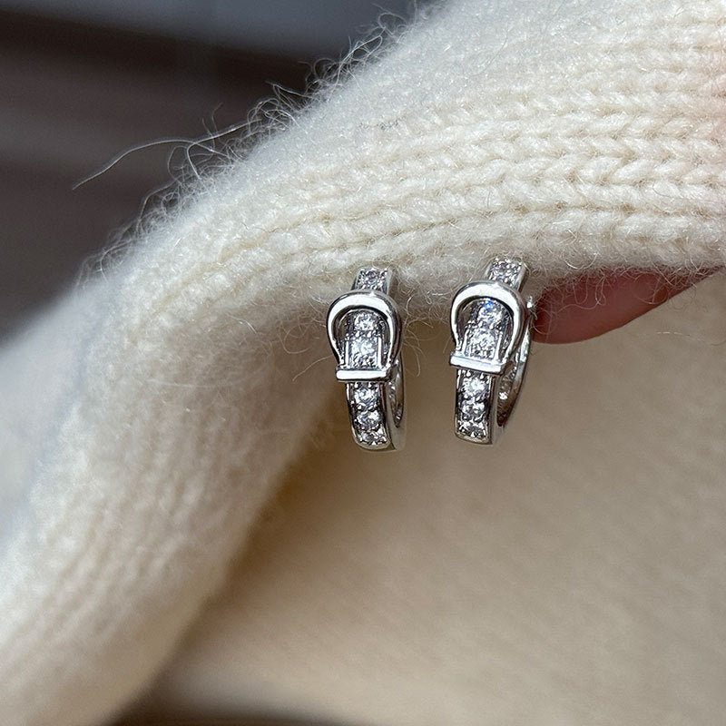 Inlaid Zircon Circle Ear Clip Female Niche Personality Unique Fashion Earrings