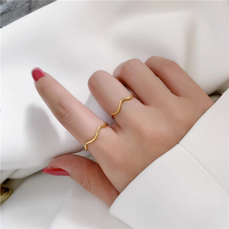 Simple Female Titanium Steel No Fading Minority Fashion Personalized Index Ring