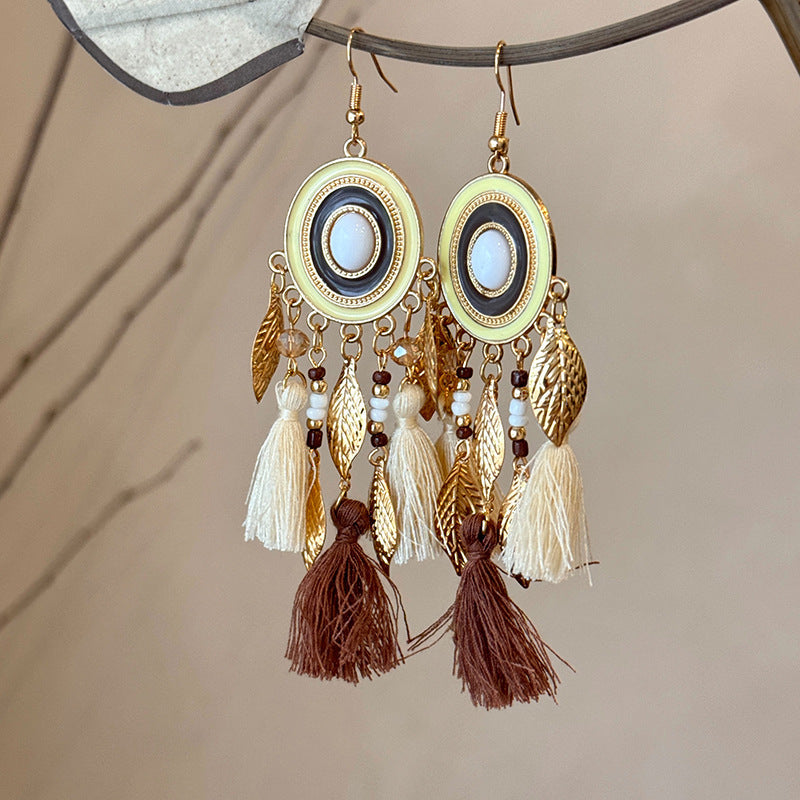 Feather Tassel Niche Ethnic Style Beautiful Earrings