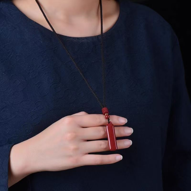 Raw Ore Cinnabar Purple Gold Sand Upper Sign Charm Necklaces