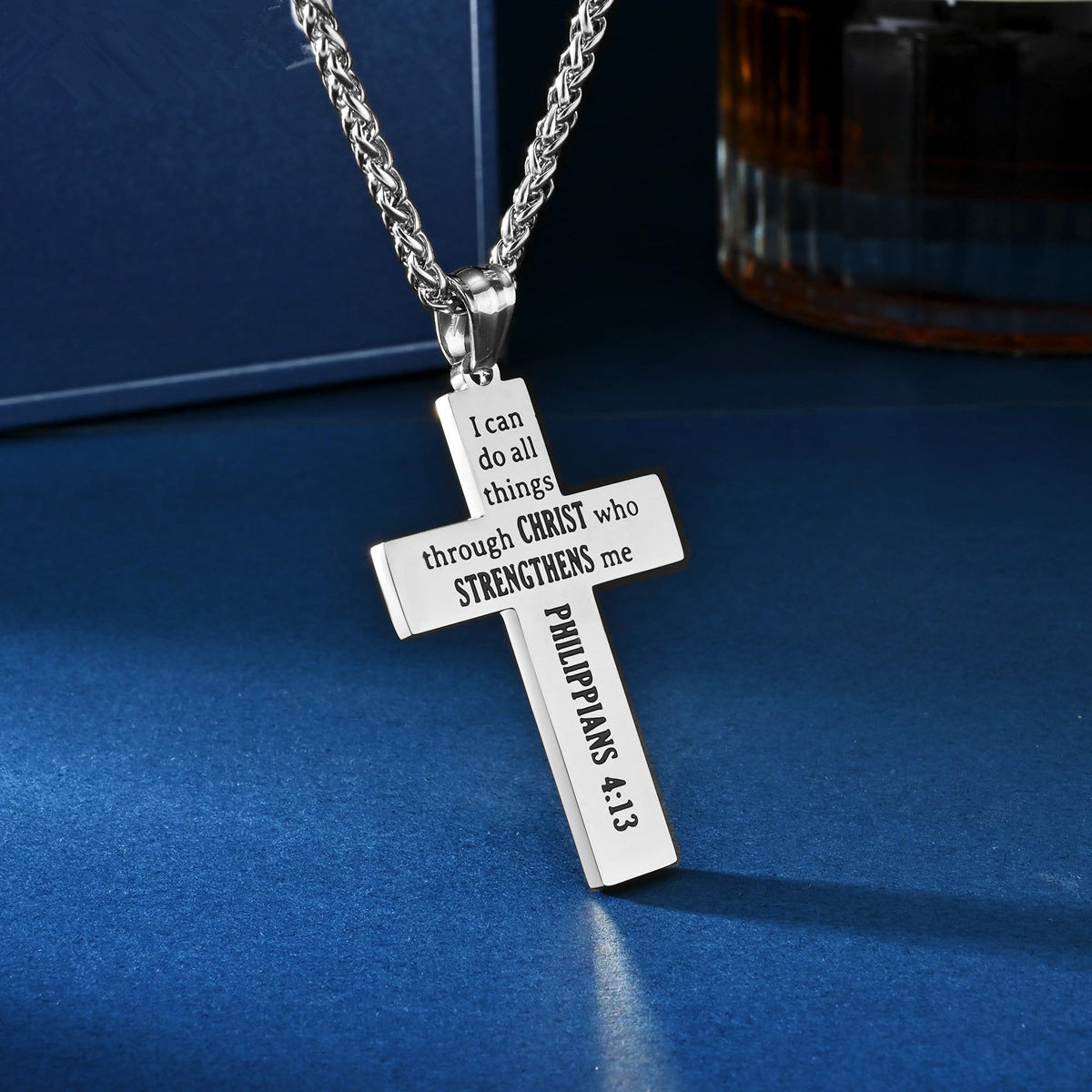 Men's National Flag Cross Stainless Steel Necklaces