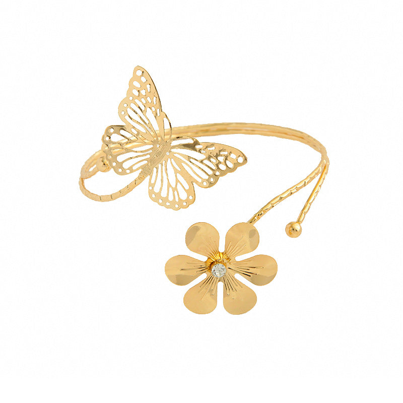 Fashion Butterfly Exaggerated Metal Flower Armband Bracelets