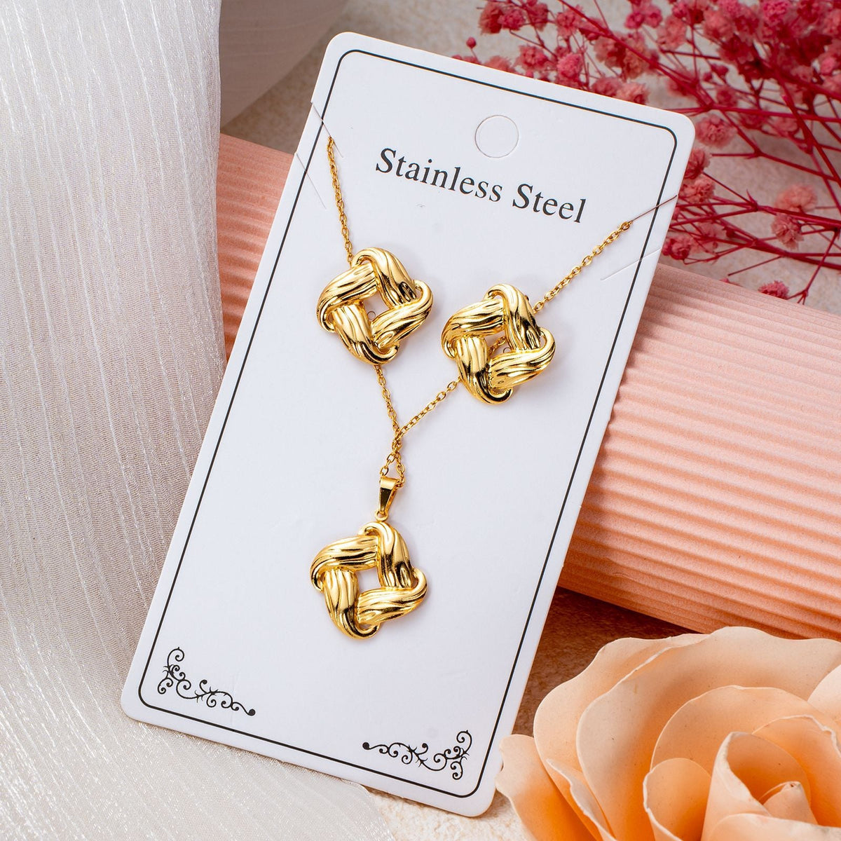 Series Stainless Steel Ear Light Luxury Jewelry Set